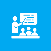 Strategic Planning Workshops Classroom icon with teacher and students.
